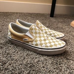 Yellow Checkered Slip on Vans